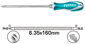 Отвёртка двухсторонняя ТОТАL 2в 1 THT250206