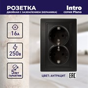 Розетка ЭРА 2X2P+E Schuko Intro 16А-250В Plano 1-205-05 антрацит 5629