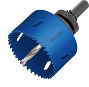 Коронка TULEX биметаллическая, шестигранный хвостовик,с центрирующим сверлом,в сборе 76мм 601013-076