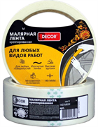 Малярная лента DECOR 19 мм х 50 м, креппированная, 140 мкм (135шт/уп) 789-1950