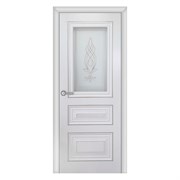 Полотно ЛЕСКОМ дверное Экшпон Имидж-2 эмалит белый/серебро, витражное стекло 70