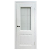 Полотно ЛЕСКОМ дверное Экшпон S-2 эмалит белый, стекло гравировка решетка 60