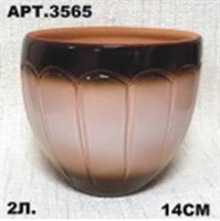 Горшок керамический 2л глазурованный литье Арка бочка 3565