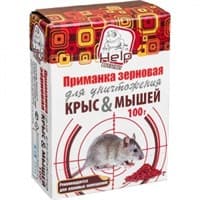 Приманка HELP зерновая для уничтожения крыс и мышей, коробка 100г 80262