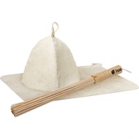 Подарочный набор БАННЫЕ ШТУЧКИ 3 предмета в пакете(веник бамбуковый,коврик,шапка) 34211