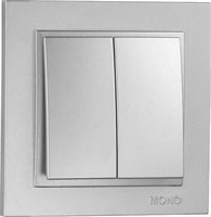 Выключатель MONO прох x2 механизм+кн.Metallic Light Fume