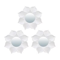 Комплект декоративных зеркал QWERTY Бордо ( 3шт) белый D-10 см 74042