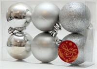 Набор украшений новогоднее подвесное ШАР АССОРТИ, черненое серебро 6шт D6см, пластик 38996