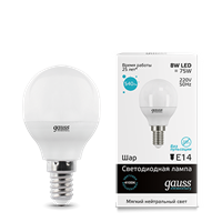 Лампа Gauss LED Elementary Globe 8W E14 4100K 53128