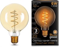 Лампа Gauss LED Filament G95 E27 6W Golden flexible 2400K 105802007