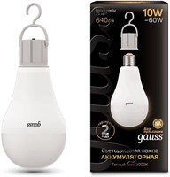 Лампа Gauss LED A60 10W Е27 3000K с аккумулятором 102402100