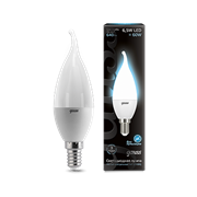 Лампа Gauss LED Candle Tailed E14 6.5W 3000K 1/10/50 104101107