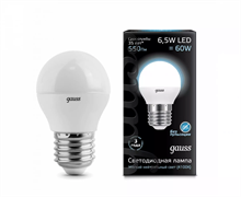 Лампа Gauss LED Globe 6,5W E27 100-240V 4100K 1/10/50 105102207
