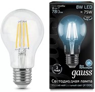 Лампа GAUSS LED Filament A60 8W 780Lm E27 4100К Е27 102802208