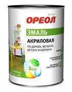 Эмаль ОРЕОЛ акриловая матовая черная 0,9кг 32342-14