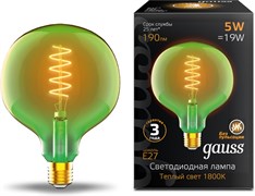 Лампа GAUSS LED Filament G125 5W 190Lm E27 1800К green flexible 1012802105
