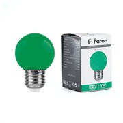 Лампа светодиодная Feron 1W 230V E27 зеленый 25117