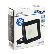 Прожектор светодиодный Feron 285 SMD 10W 6400K IP65 AC220V/50Hz черный с мат. стеклом LL-918 29489