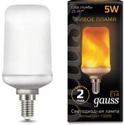 Лампа Gauss LED T65 Flame 5W E14 1500K 157401105