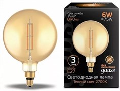 Лампа Gauss LED Filament G200 E27 6W Golden straight 2700К 154802118