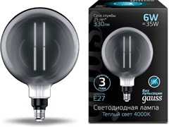 Лампа Gauss LED Filament G200 E27 6W Gray straight 4000К 154802205