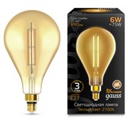 Лампа GAUSS LED Filament PS160 6W 890Lm E27 2700К golden straight 179802118