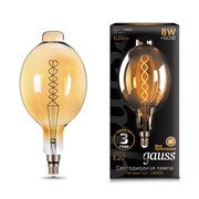 Лампа GAUSS LED Filament BT180 8W 620Lm E27 2400К golden flexible 152802008