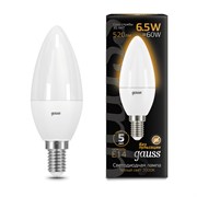 Лампа Gauss LED Candle E14 6,5W 100-240V 3000K 1/10/50 103101107
