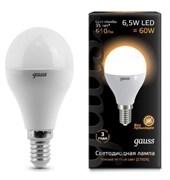 Лампа Gauss LED Globe 6,5W E14 100-240V 2700K 1/10/50 105101107