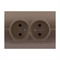 Розетка DERIY с двойная б/з светло коричневый перламутор со ставкой 702-3131-128 - фото 44793
